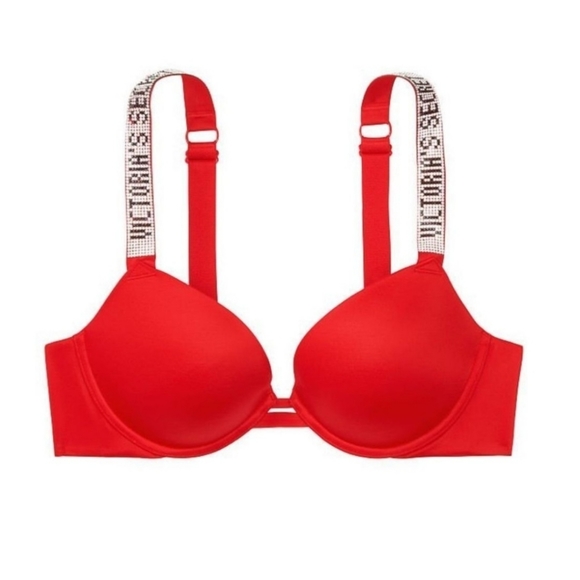 NWOT Victoria Secret Very Sexy Push Up Shine Strap Bra Red - Picture 2 of 5